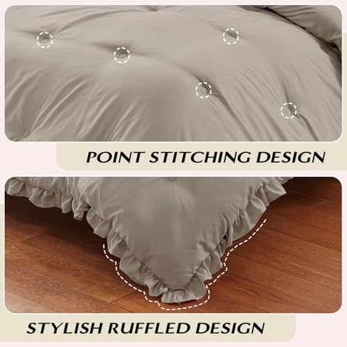 HARBOREST King Comforter Set Linen - Ruffle Comforter for King Size Bed, Fluffy King Size Comforter Set for All Seasons, 3 Pieces (1 Comforter & 2 Pillow Shams) - Image 5