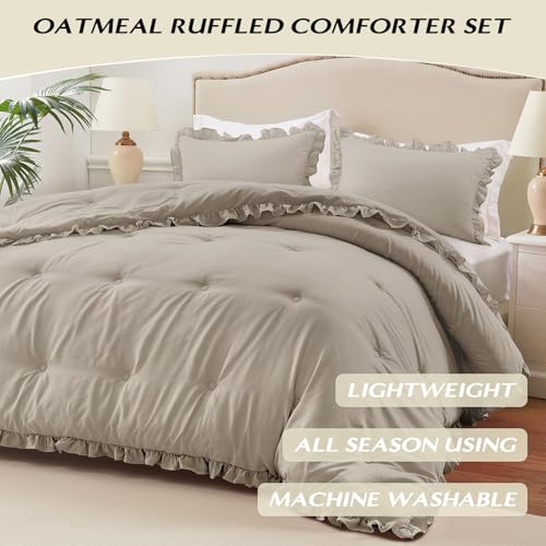 HARBOREST King Comforter Set Linen - Ruffle Comforter for King Size Bed, Fluffy King Size Comforter Set for All Seasons, 3 Pieces (1 Comforter & 2 Pillow Shams) - Image 2