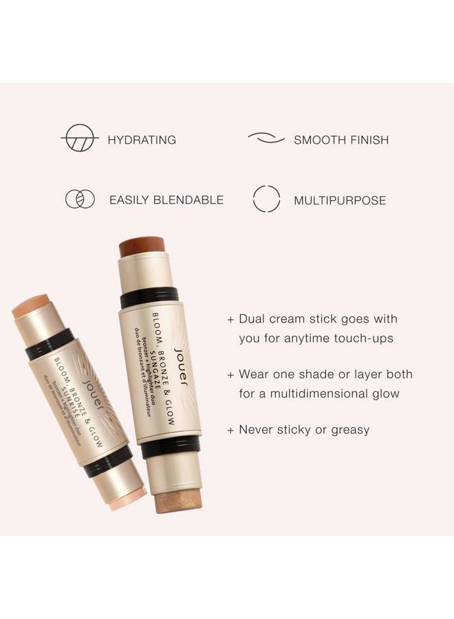 Bloom, Bronze & Glow Bronzer + Highlighter Stick - Cream Contour Makeup Stick - Hydrating Rose Hip Oil and Squalane Formula, Sunset