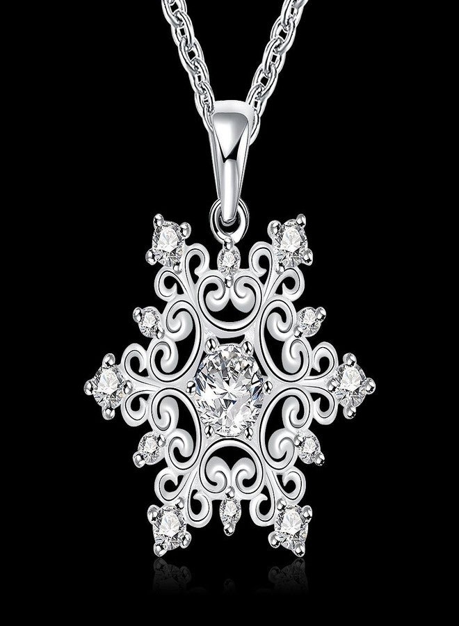 GNIMEGIL Happy Gogou Snowflake Pendant Crystal Christmas Necklaces for Women Silver Color Cute Necklaces for Adult 18 Inches Link Chain Mother's Day - Image 3