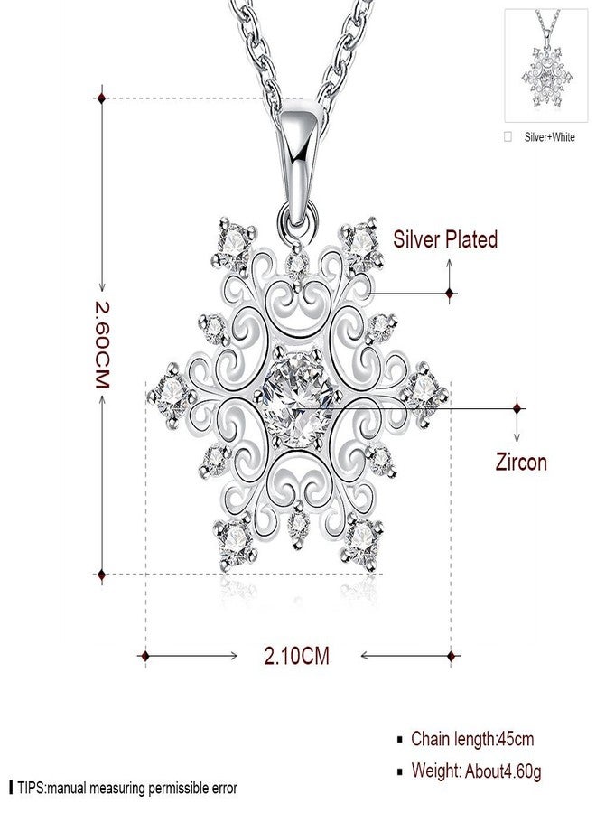 GNIMEGIL Happy Gogou Snowflake Pendant Crystal Christmas Necklaces for Women Silver Color Cute Necklaces for Adult 18 Inches Link Chain Mother's Day - Image 4