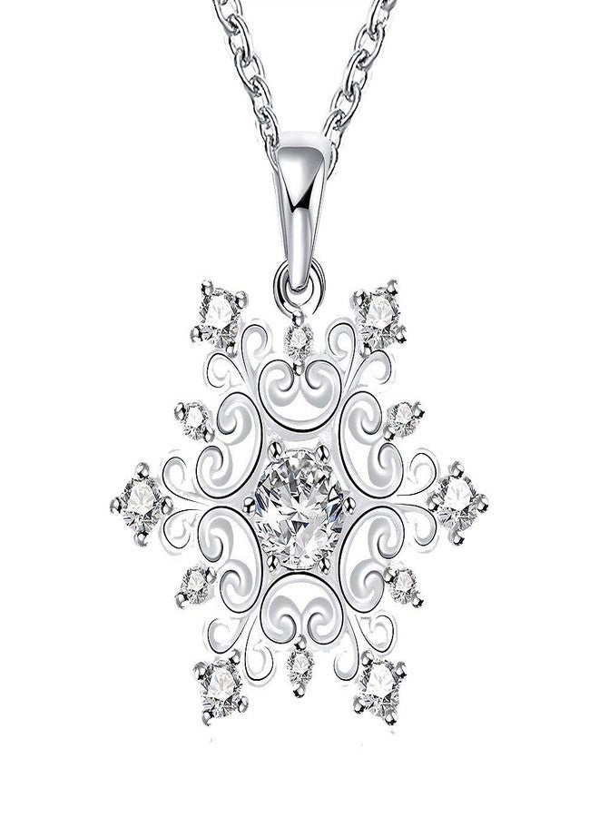 GNIMEGIL Happy Gogou Snowflake Pendant Crystal Christmas Necklaces for Women Silver Color Cute Necklaces for Adult 18 Inches Link Chain Mother's Day - Image 2