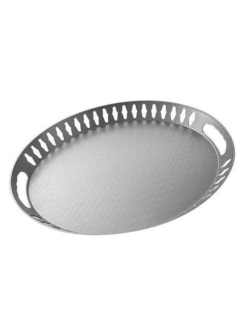 Painted Oval Pp Serving Tray Silver 35x45cm