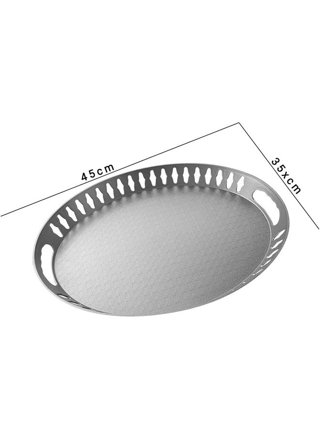 Painted Oval Pp Serving Tray Silver 35x45cm