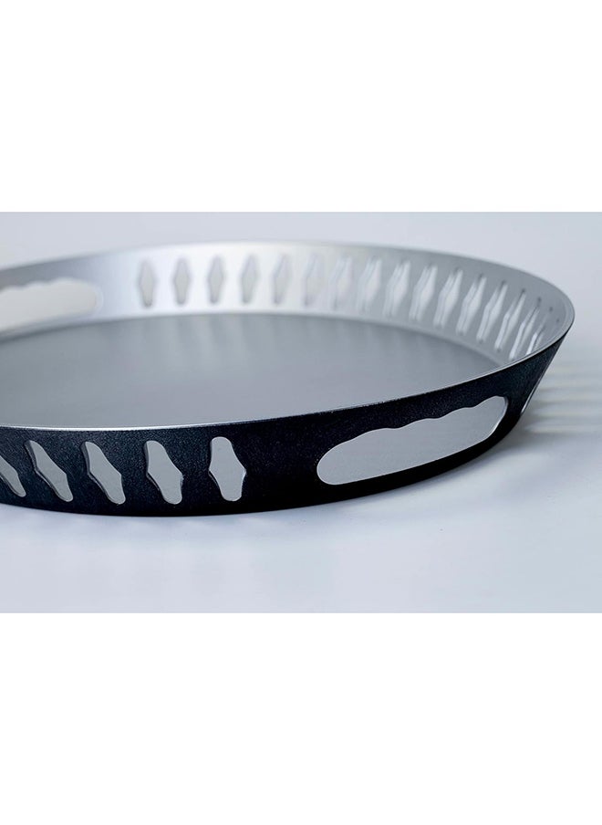 Painted Oval Pp Serving Tray Silver 35x45cm