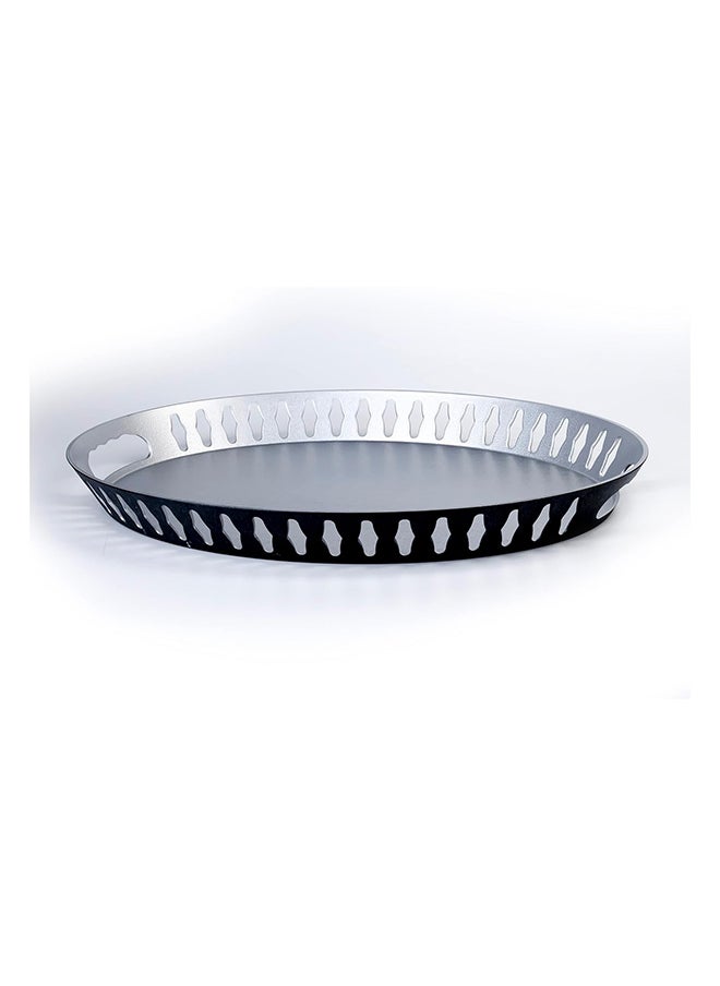 Painted Oval Pp Serving Tray Silver 35x45cm