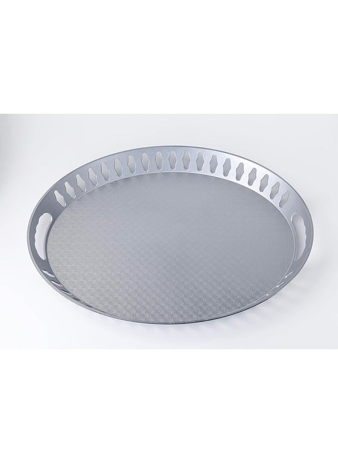 Painted Oval Pp Serving Tray Silver 35x45cm