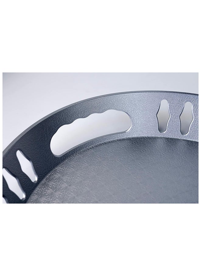 Painted Oval Pp Serving Tray Silver 35x45cm