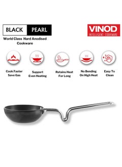 VINOD Vinod Black Pearl Hard Anodised Tadka Pan - Jumbo | 3.25mm Thickness | Natural Stick Resistant | Metal Spoon Friendly | Balance Design Handle | 2 Year Warranty - Black  - Image 3