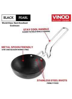 VINOD Vinod Black Pearl Hard Anodised Tadka Pan - Jumbo | 3.25mm Thickness | Natural Stick Resistant | Metal Spoon Friendly | Balance Design Handle | 2 Year Warranty - Black  - Image 4