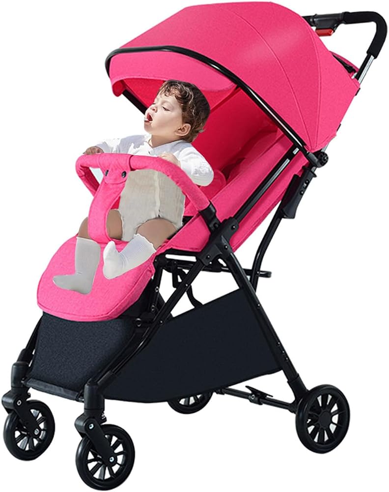 Sharpdo Auto Baby Stroller, Can Sit And Lie, Lightweight Single Stroller, Foldable And Portable Pram WIth Big Storage Basket, Travel Stroller For Newborn-Pink - Image 1