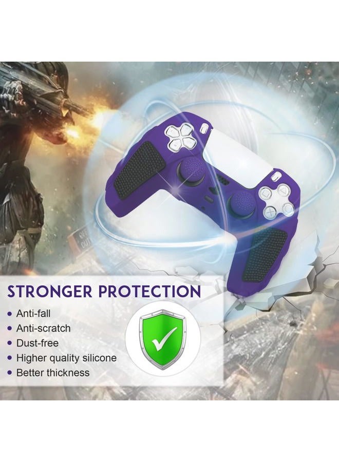 SIKEMAY Anti-Slip PS5 Controller Skin, Soft Thicken Non-Slip Studded Silicone Gel Grip Protective Cover Case for PlayStation 5 Controller Grip, 2 Pack with 8 x Thumb Grip Caps - Image 4