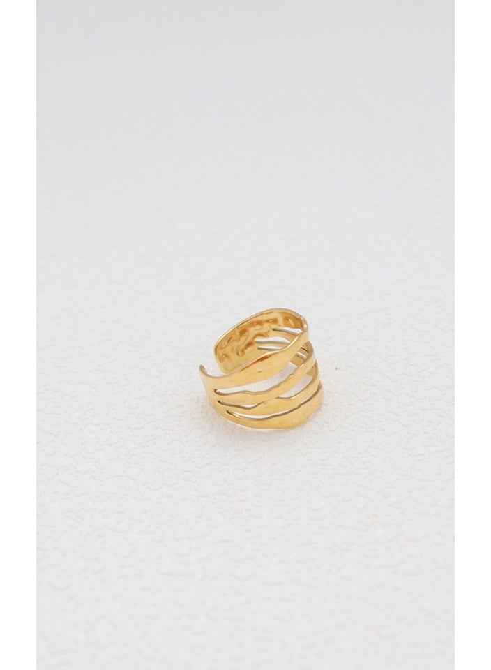 18K قابل للتعديل حسب الحجم مطلي بالذهب الفولاذ المقاوم للصدأ والسبيكة التيتانيوم للنساء - خاتم وعد / خطوبة / زفاف ، تصميم مزدوج الشكل المثلث القديم ومضلع ، يناسب الراحة ، يشمل علبة هدية - Image 5