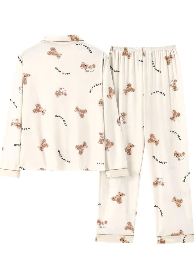 Take Two Women Bear Graphic Print Shirt and Pyjama Set - Image 2