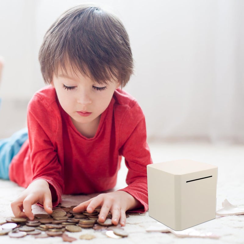 حصالة نقود غير قابلة للكسر من الفولاذ المقاوم للصدأ، وعاء توفير المال مقاس 20x20x20 سم باللون الأبيض - Image 5