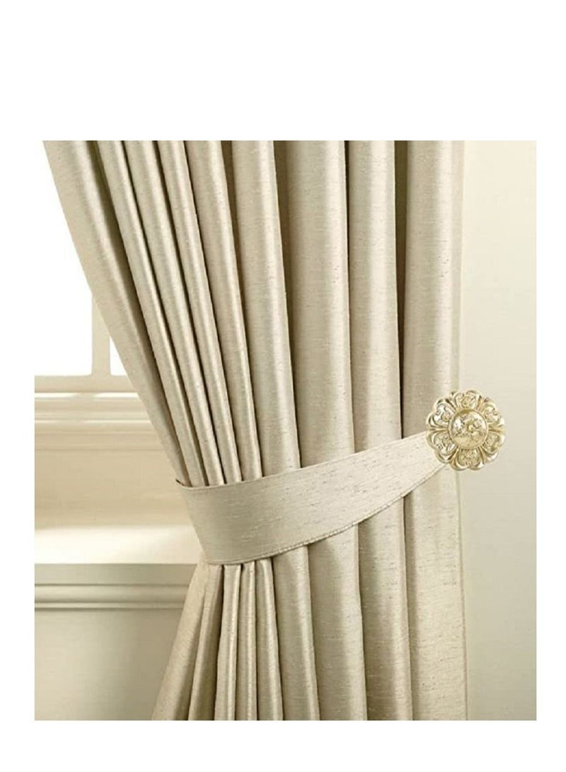 IDT 1 Pair Curtain Holdbacks Window Tie Backs Holders For Bedroom Wall Office Decor Home Sheer Blackout Drapes Blind Curtains Decorations Accessories Buckle Hooks Light Golden Colour - Image 1