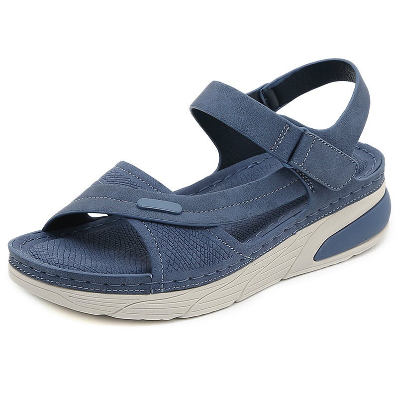 2024MD New Lightweight Comfort Thick-sole Magic-tape Casual Sandals for Women Royal Blue