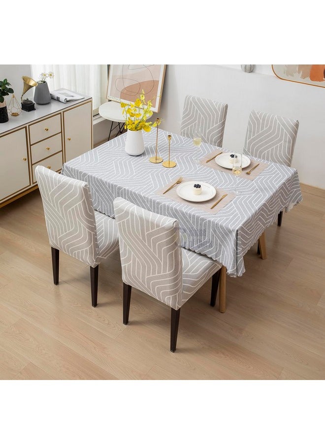 HOUSE OF QUIRK House of Quirk Dining Chair Cover with Table Covers for Kitchen Waterproof Dining Table Cloth (Grey Complex, 1 Table Cover + 4 Chair Cover)  - Image 1