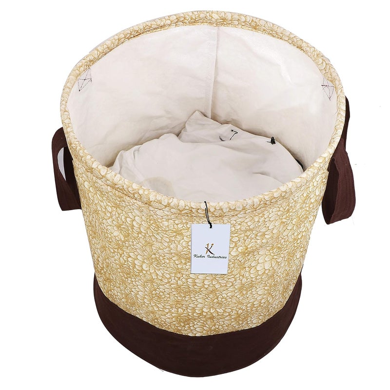 Kuber Industries Printed 2 Pieces Waterproof Canvas Laundry Bag, Toy Storage, Laundry Basket Organizer 45 L (Brown & Blue) CTKTC034635 - Image 3
