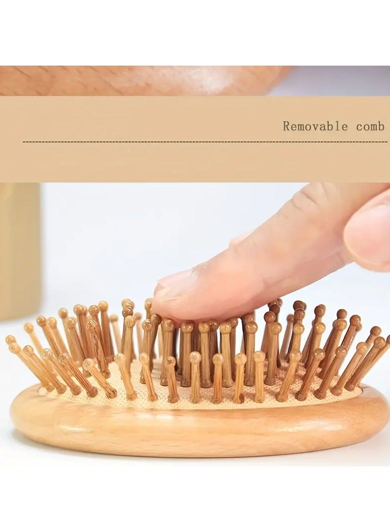 ORiTi Portable Bamboo Wooden Hair Brush for Detangling and Scalp Massage - Perfect for Home Use - Image 4