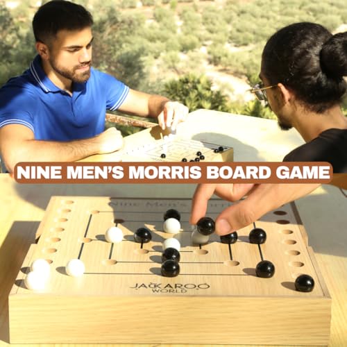 Jackaroo World Nine Mens Morris Board Game, Marble Strategy Game, Solid Wooden Game Set with 18 Marbles, 2 Player Board Games, Ancient Games, Nine Mens Morris Game Mill, Classic Games for Adults (Oak) - Image 5