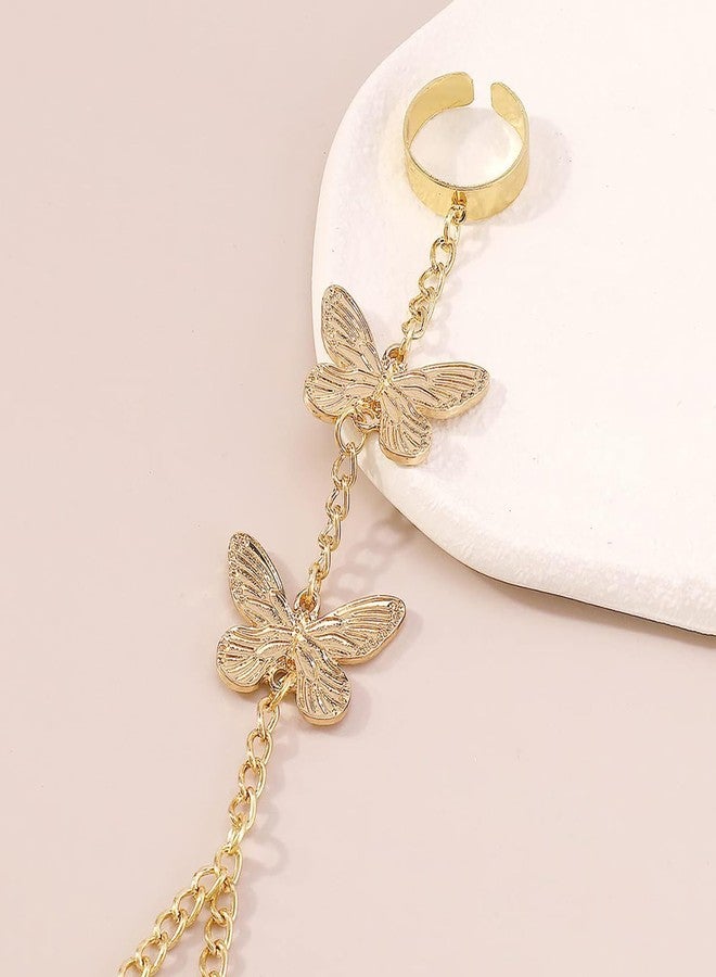 xinxingin Butterfly Ring Bracelet for Women Stylish, Hand Chain for Women, Elegant Hand Chain Bracelet with Ring - Image 5