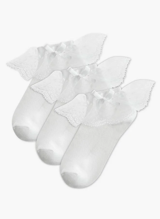 Flora Bella By Shoexpress Pack of 3 Flora Bella Girls Socks with Lace Frill Ramadan Collection