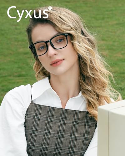Cyxus 2 Pack Nerd Glasses for Women Men Non Prescription Eyewear Frames Fashion Eyeglasses Clear Lens for any Occasion（4002T37 Black+Clear） - Image 2