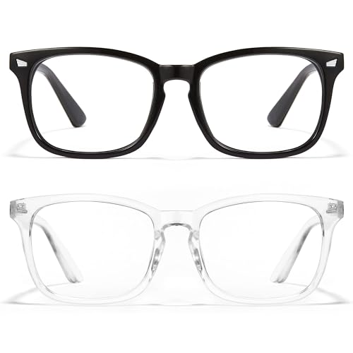 Cyxus 2 Pack Nerd Glasses for Women Men Non Prescription Eyewear Frames Fashion Eyeglasses Clear Lens for any Occasion（4002T37 Black+Clear） - Image 1