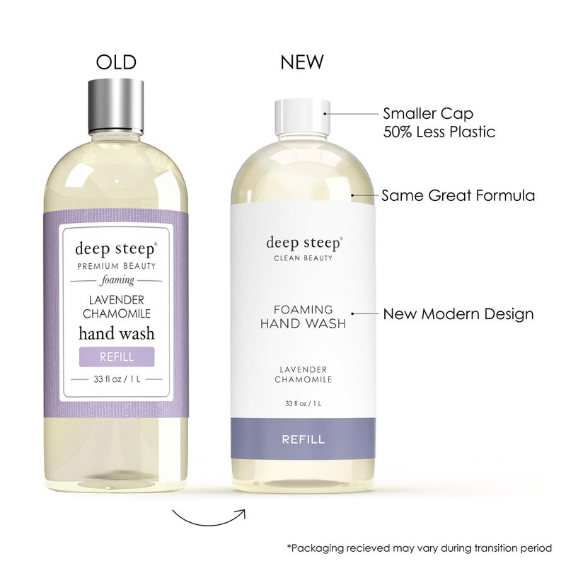 Deep Steep Foaming Hand Wash, Lavender Chamomile Refill, 33oz, Gentle Cleanser with Aloe, Argan Oil, Shea Butter & Hyaluronic Acid â€“ Vegan, Clean Beauty, Soft & Hydrated Hands - Image 3