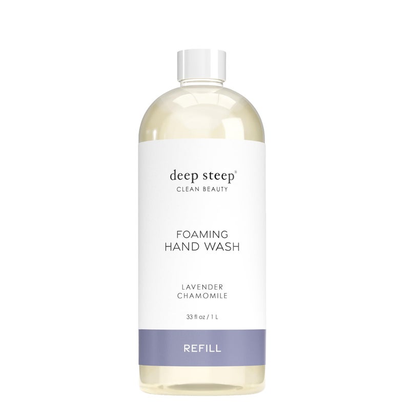 Deep Steep Foaming Hand Wash, Lavender Chamomile Refill, 33oz, Gentle Cleanser with Aloe, Argan Oil, Shea Butter & Hyaluronic Acid â€“ Vegan, Clean Beauty, Soft & Hydrated Hands - Image 1