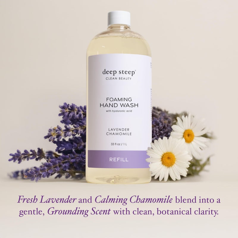 Deep Steep Foaming Hand Wash, Lavender Chamomile Refill, 33oz, Gentle Cleanser with Aloe, Argan Oil, Shea Butter & Hyaluronic Acid â€“ Vegan, Clean Beauty, Soft & Hydrated Hands - Image 4