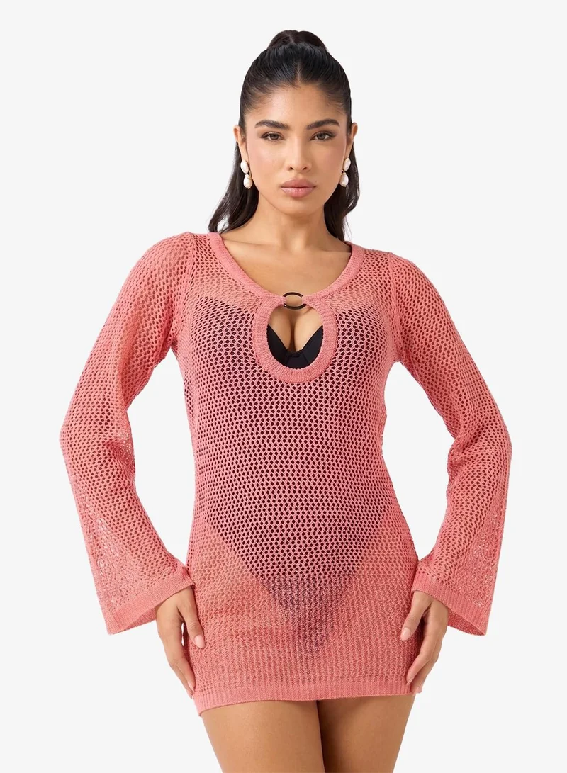 Ginger Ringer Detail Crochet Mini Dress