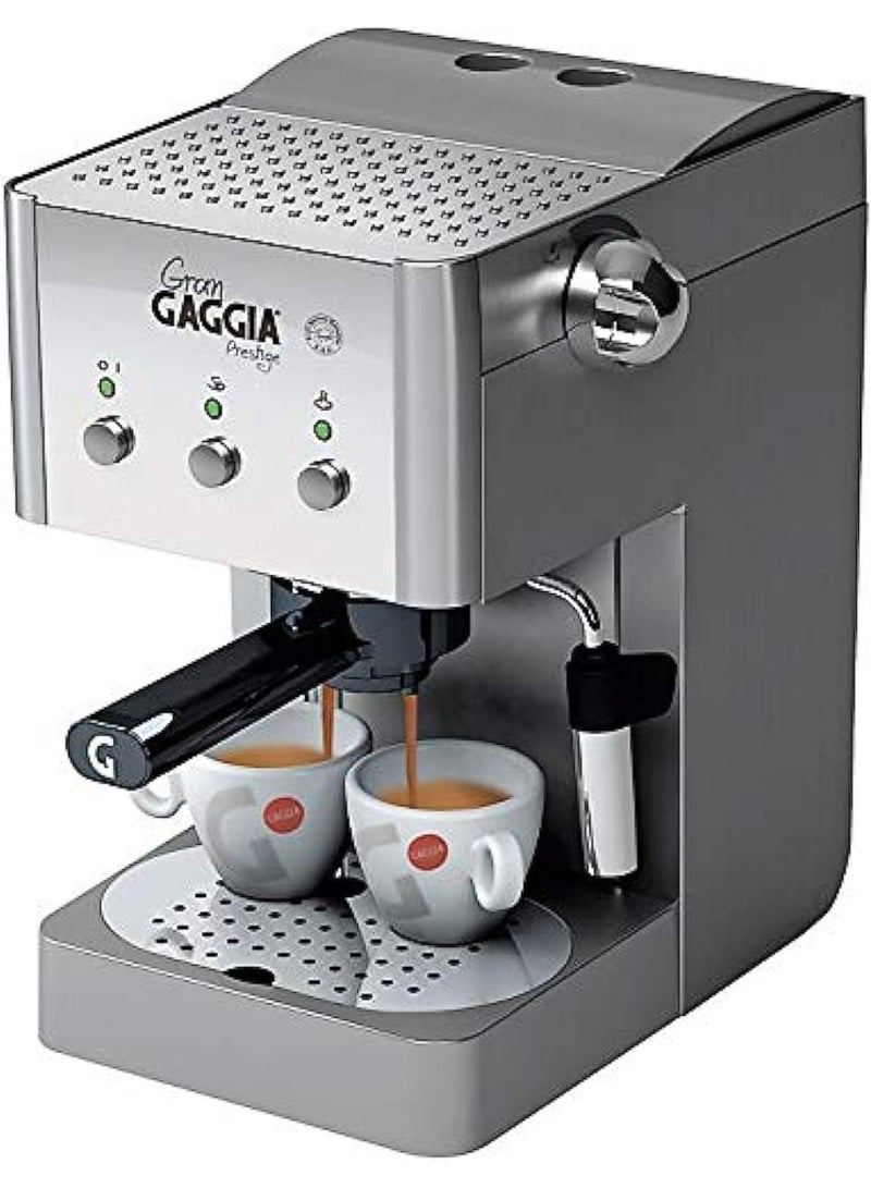 Stainless Steel Gran Prestige Manual Espresso Coffee Machine - Portable Espresso Maker with Pressure Extraction for Espresso, Cappuccino & Latte, Home & Office