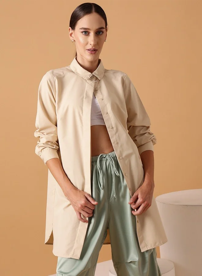 STREET 9 Beige Comfort Casual Shirt for Women