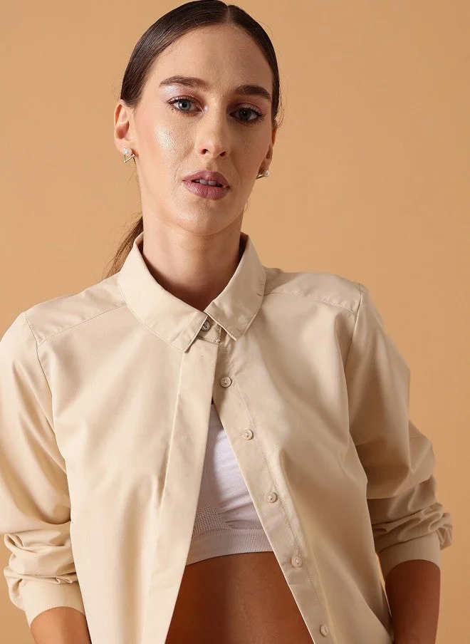 STREET 9 قميص نسائي مريح كاجوال بيج