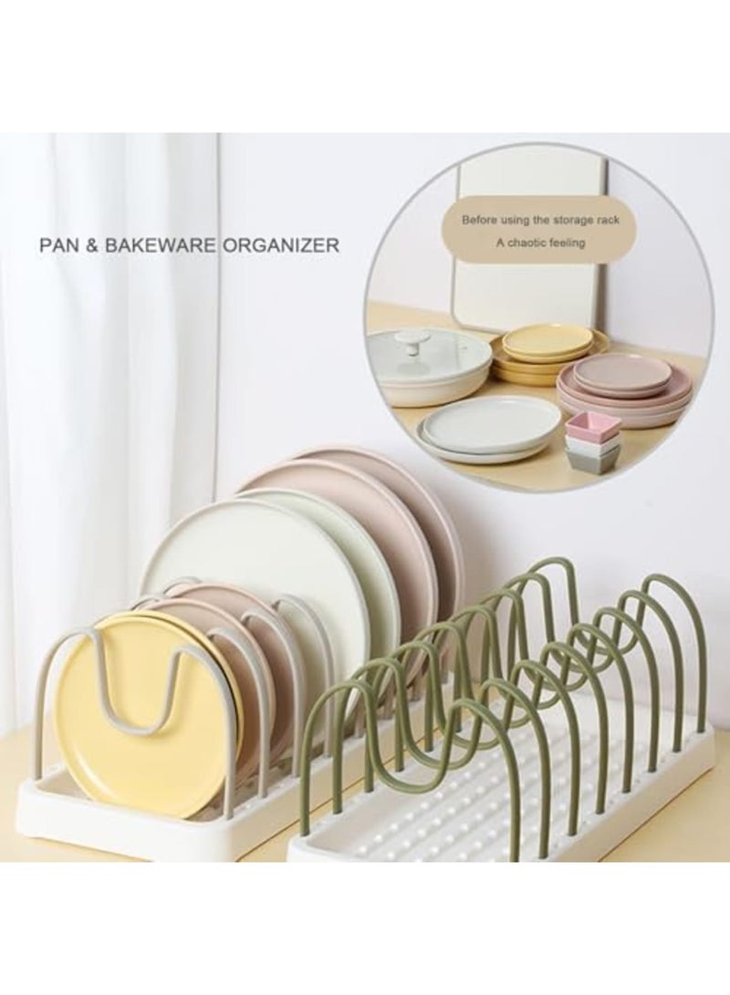 SYOSI Pot and Pan Organizer with 8 Adjustable Compartments - Expandable Cookware & Bakeware Rack for Cabinet/Drawer Storage, Lid Holder for Cutting Boards, Dishes & Baking Sheets (Khaki Gray) - Image 5