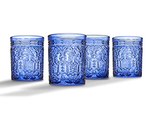Godinger Old Fashioned Whiskey Glasses, Drinking Glasses, Vintage Decor, Glass Cups, Water Glasses, Cocktail Glasses - Jax Collection, 12oz, Blue, Set of 4 - Image 5