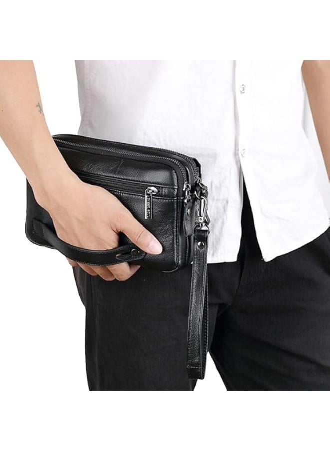 Leather Clutch Purse Wallet Men Wrist Bag - Image 3
