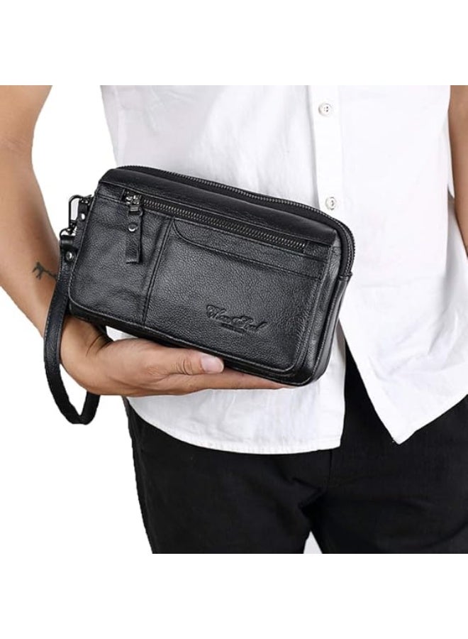 Leather Clutch Purse Wallet Men Wrist Bag - Image 2