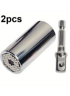 Goolsky 2-piece Set Universal Socket Wrench 7-19mm, Professional Multifunctional Hand Tool, Chrome Steel Construction, Manual Operation With Ratchet Wrench And Drill Adapter, Interchangeable Iron Socket, Assembly Required, Service Tool  - Image 1