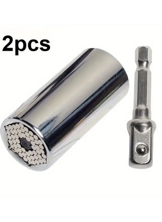 2-piece Set Universal Socket Wrench 7-19mm, Professional Multifunctional Hand Tool, Chrome Steel Construction, Manual Operation With Ratchet Wrench And Drill Adapter, Interchangeable Iron Socket, Assembly Required, Service Tool - pzsku/Z12F4FE7AB9CBF01BCA9FZ/45/_/1735018235/99897566-0fa8-4cbd-bb13-d7ec8f66e391