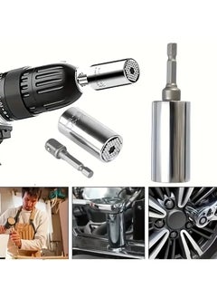 Goolsky 2-piece Set Universal Socket Wrench 7-19mm, Professional Multifunctional Hand Tool, Chrome Steel Construction, Manual Operation With Ratchet Wrench And Drill Adapter, Interchangeable Iron Socket, Assembly Required, Service Tool  - Image 2