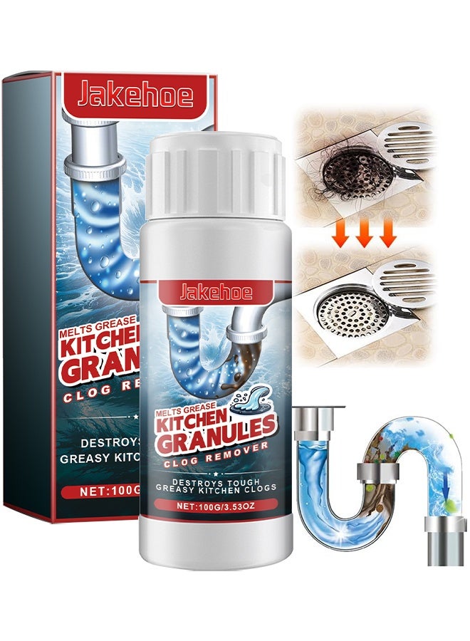Jakehoe Powerful Pipe Dredging Agent, Sewer Deodoriser Pipe Unblocker, Multi-Purpose Pipe Cleaner, Drain Clog Remover And Cleaner, Toilet, Kitchen, Bathroom Drain Cleaning Agent, Quick Unclogging Sewer Cleaner, Drain Cleaner Powder, Quick To Unclog, 100G - Image 1