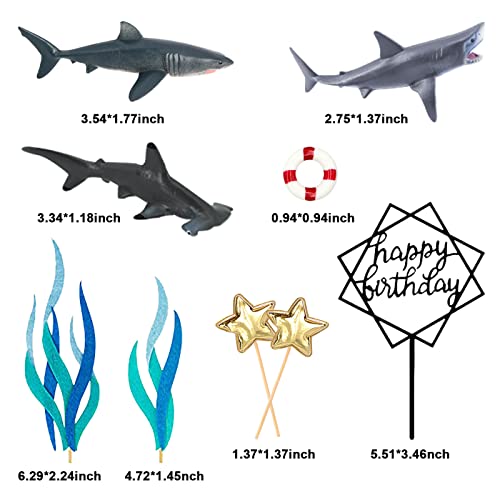 MEMOVAN Shark Cake Toppers 9pcs Sharks Birthday Cake Cupcake Topper Mini Sharks Toy Figurines Ocean Animal Cake Decoration for Under the Sea shark Underwater Theme Birthday Baby Shower Party Supplies - Image 5