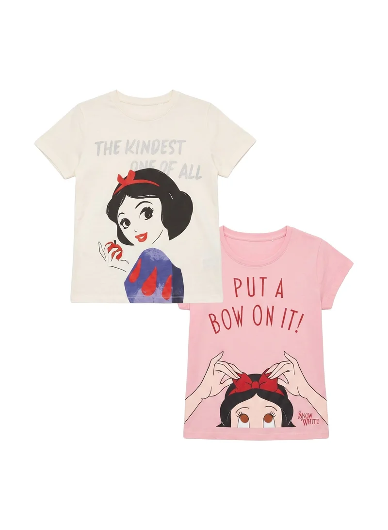 ديزني Disney Women’s Snow White Graphic T-Shirt Pack of 2 – Short-Sleeve Crew-Neck Princess Casual Top