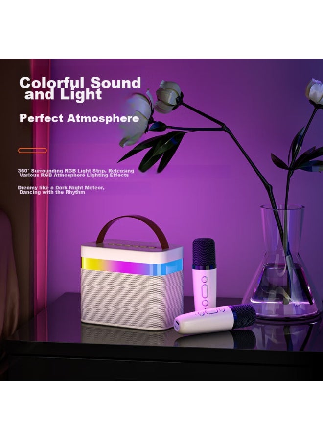 Newmine Dp99 Microphone Speaker All-in With Built-in Sound Card, Karaoke Microphone, Home Ktv Sound System Set, Wireless Bluetooth Speaker, Singing Device, Integrated Children's Entertainment Microphone With Dual Mics - Image 2