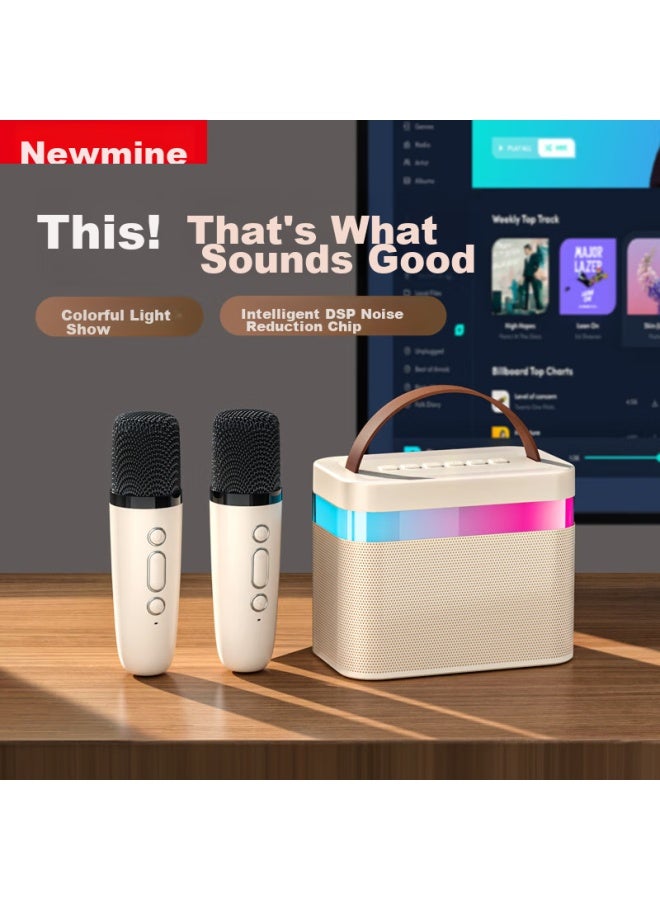 Newmine Dp99 Microphone Speaker All-in With Built-in Sound Card, Karaoke Microphone, Home Ktv Sound System Set, Wireless Bluetooth Speaker, Singing Device, Integrated Children's Entertainment Microphone With Dual Mics - Image 1