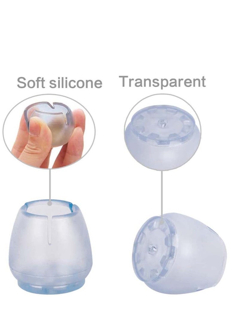 KASTWAVE Chair Leg Cap Leg Caps Silicone Floor Protector Round Furniture Table Feet Covers Without Pads Transparent Fit Round Diameter Rubber Covers for Floor Protectors 16Pcs - Image 2