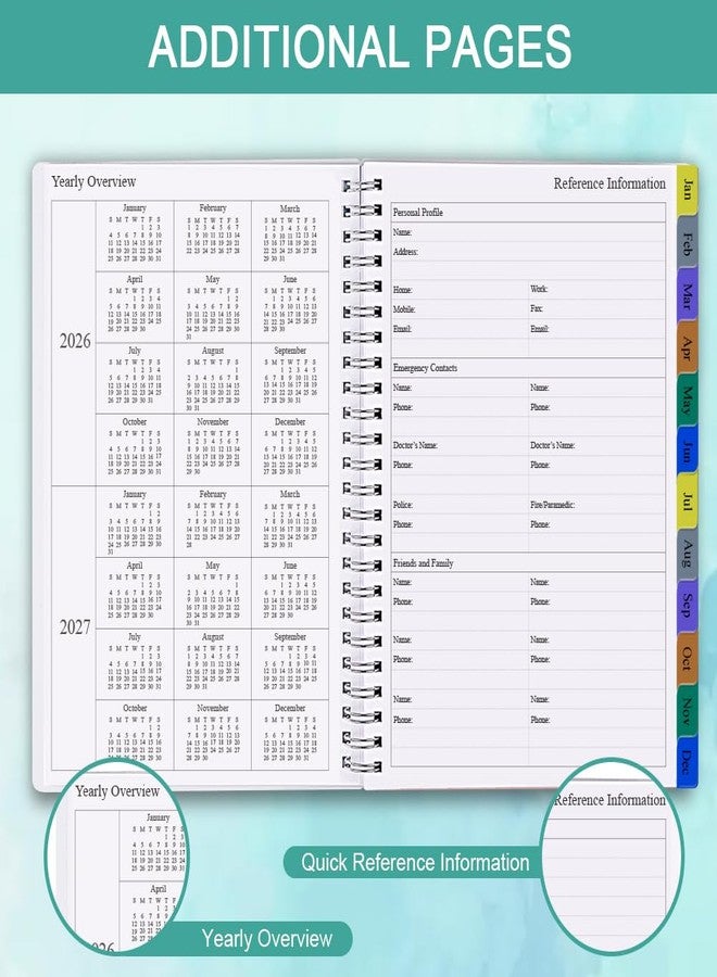 Getvow 2026 Weekly & Monthly Planner - January 2026 to December 2026, 2026 Planner & Organizer Notebook to Track Goals, Medium 6.5" x 8.5", Teal - Image 4